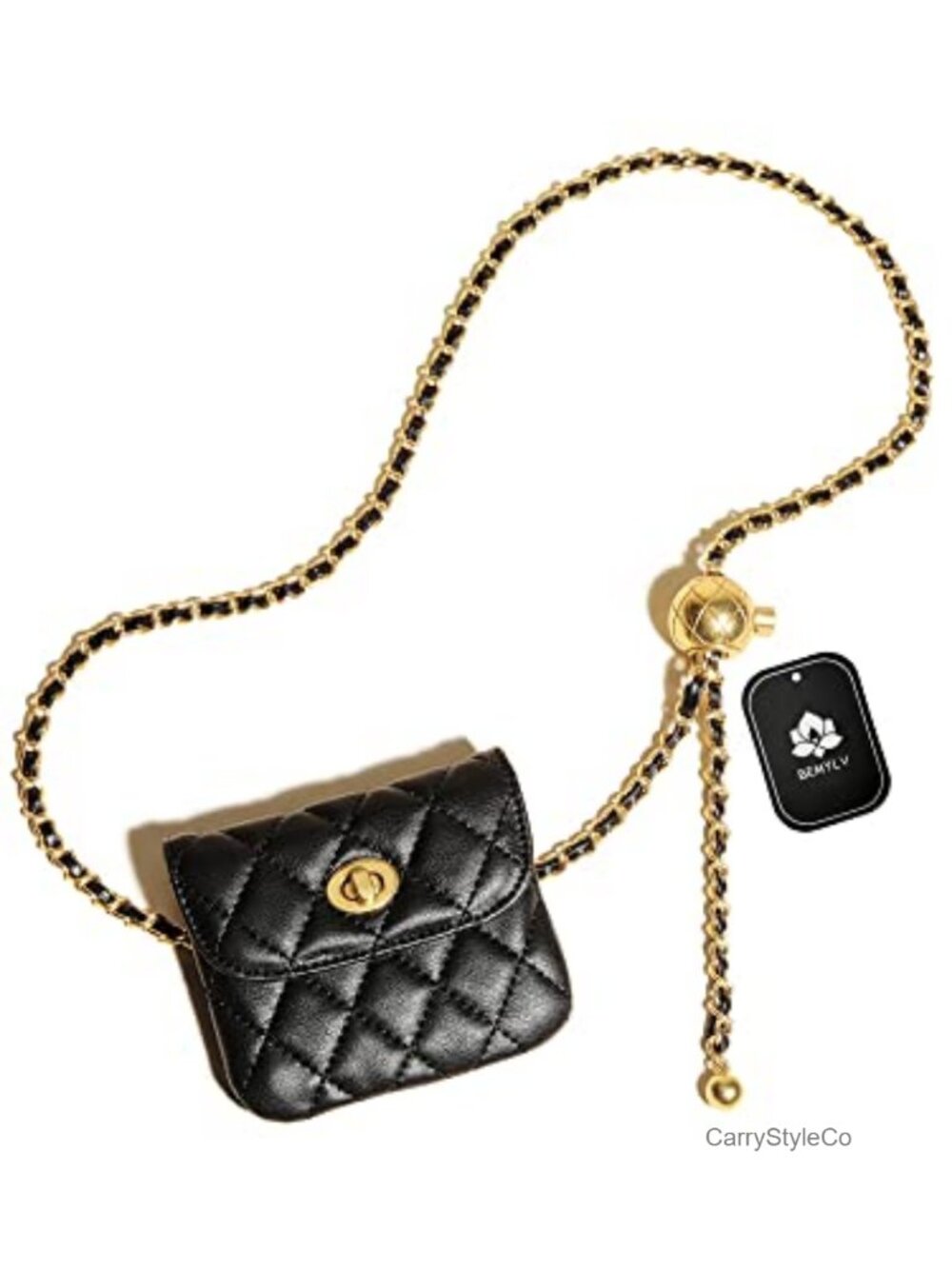 Women's Chain Belt Bag Faux Leather Crossbody Waist Purse Detachable Mini Clutch
